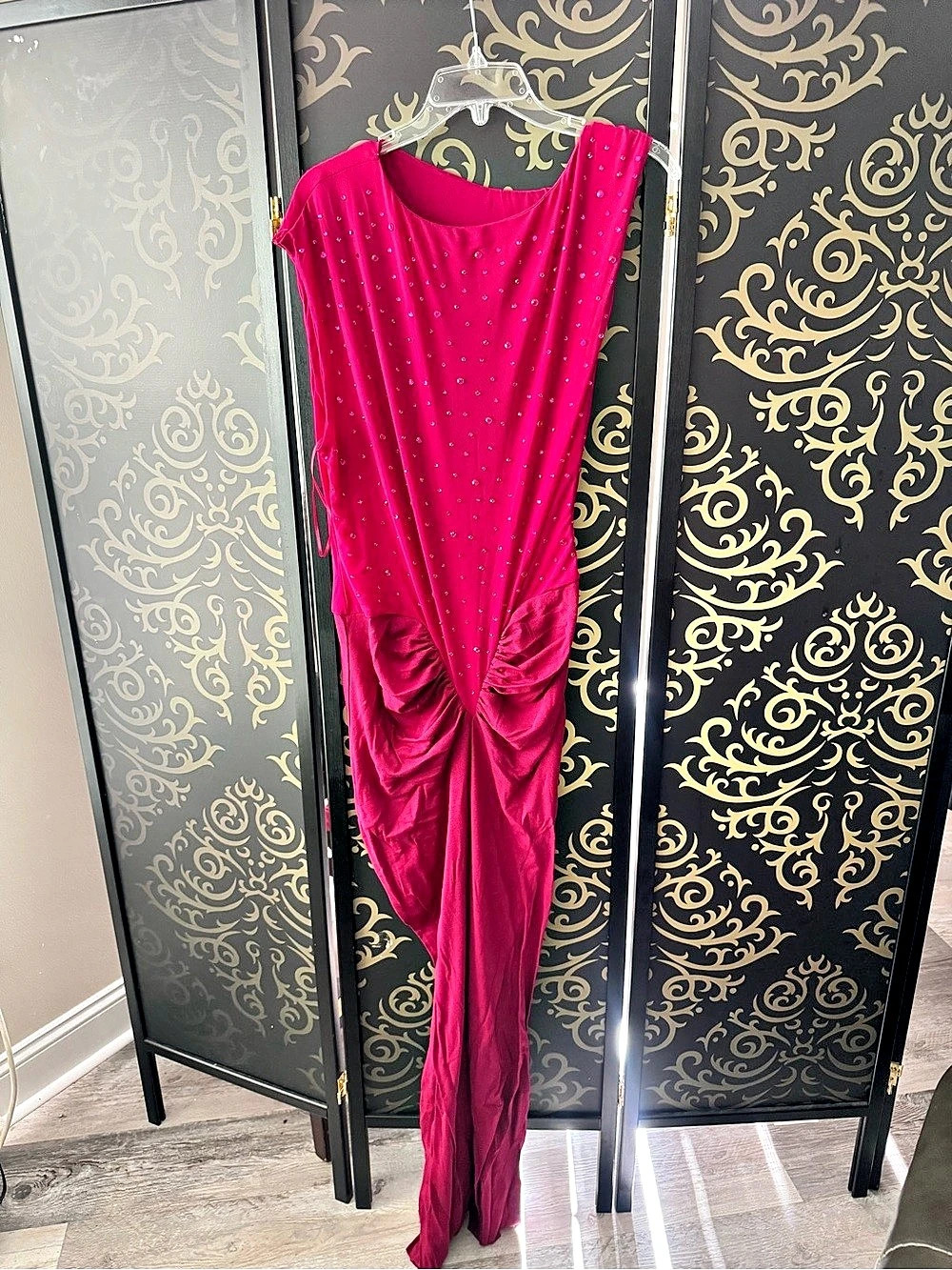 Fashion Nova Forever Mood Embellished Gown Embellished Maxi Gown in Pink Size 1X